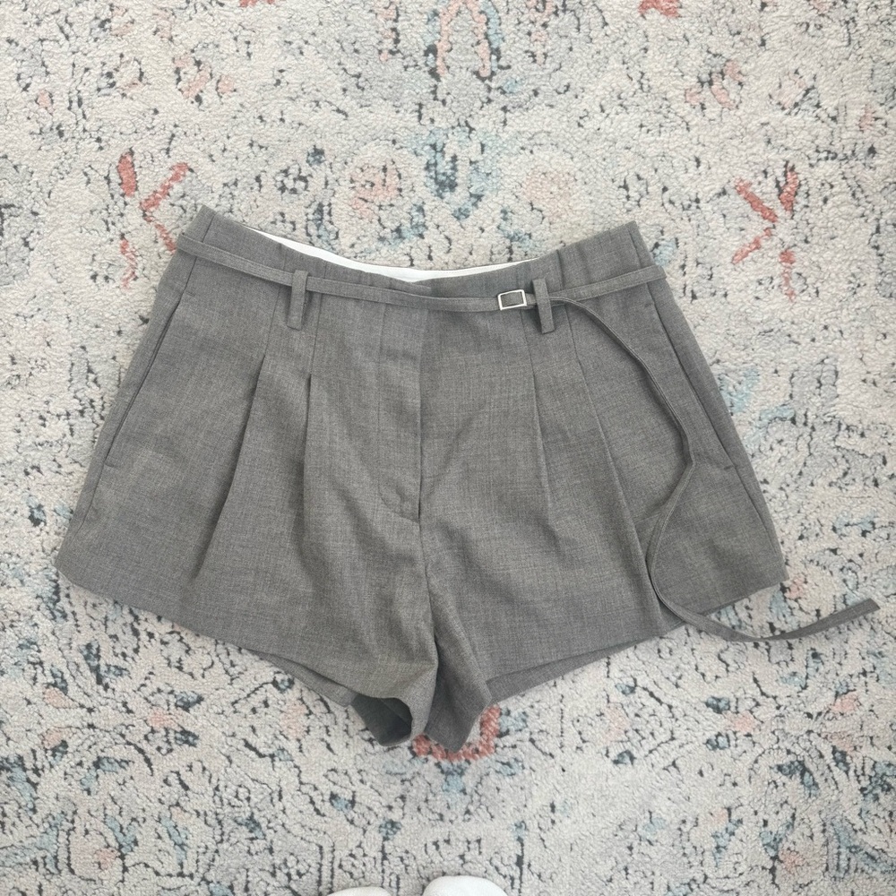 Elegant High Waist Gray Women's Shorts